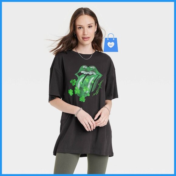 Small Medium - Womens The Rolling Stones Short Sleeve Oversized T-Shirt Dress - Picture 6 of 7